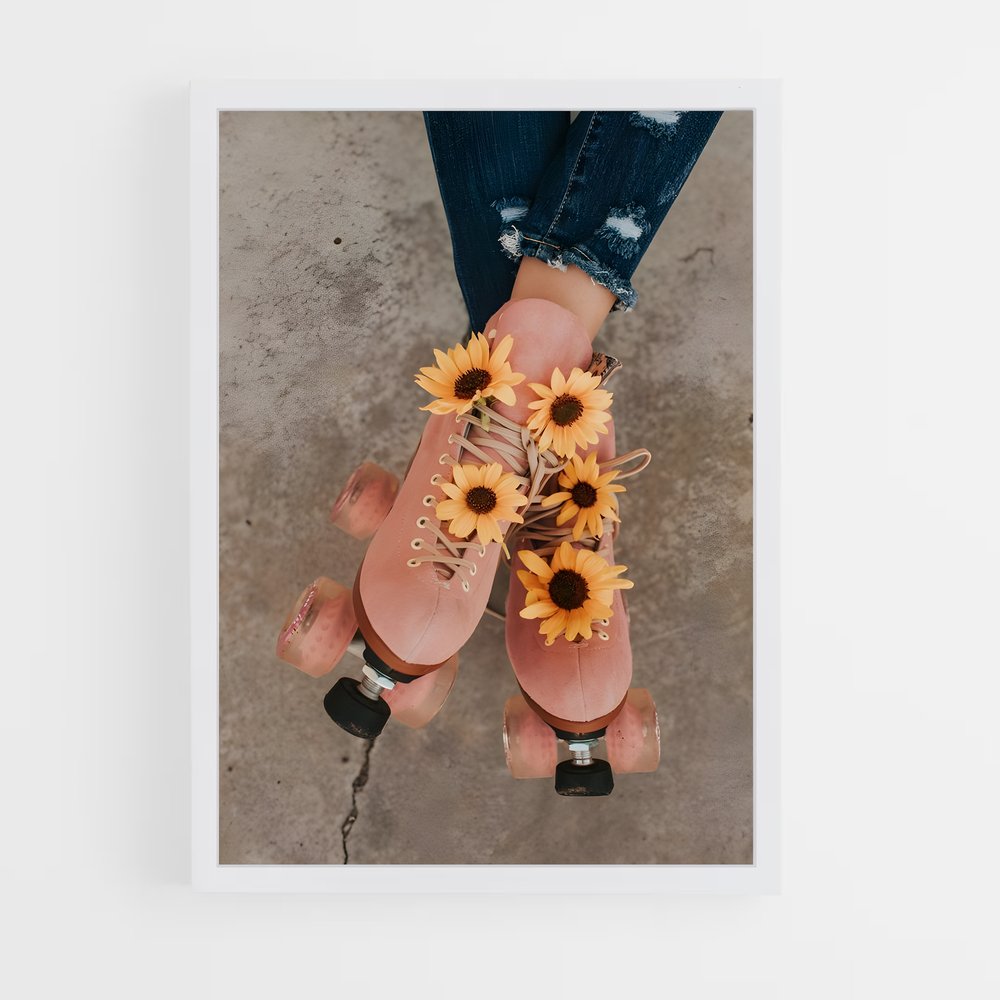 Poster Patinage en Fleurs – affiche Roller (vue 3)